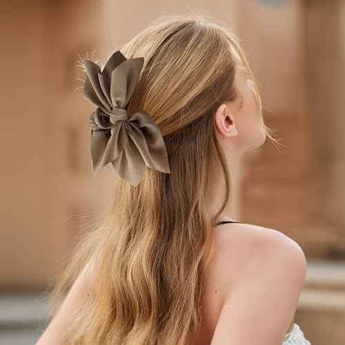 Bow Claw Clips Bow Hair Clips Black White Brown 4PCS Big Hair Bows for Women Butterfly Styling Large Hair Clips for Thick Hair for Girls Hair Accessories for Teen