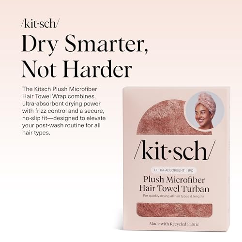 Kitsch XL Microfiber Hair Towel Wrap for Women - Fast Drying Turban