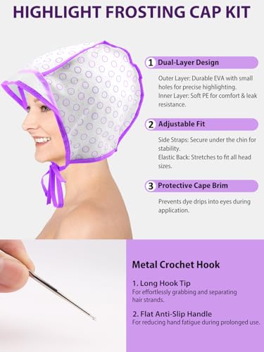 YOOVR 19pcs Hair Bleach Highlight Kit with Dye Brush and Frosting Caps