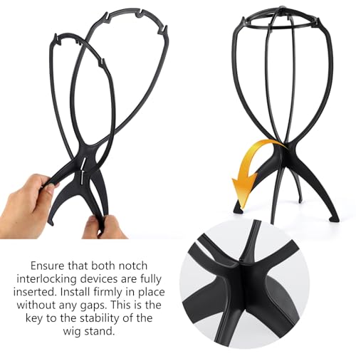 Tecbeauty 9 Pcs Wig Stand Holder Black Collapsible
