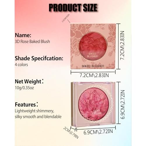 Baked Powder Blush, Lightweight Shimmery Highlight Blusher for Cheeks, Silky Smooth and Blendable Powder Blush Palette, Long-lasting All-Day Face Enhancing Makeup Color, Makeup Gift for Women Girls-01