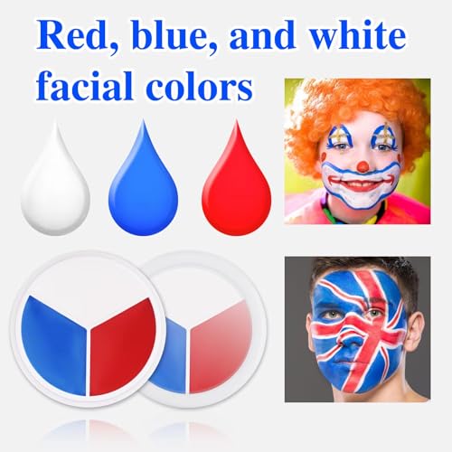Red White Blue Face Paint Set - American Flag Patriotic Makeup