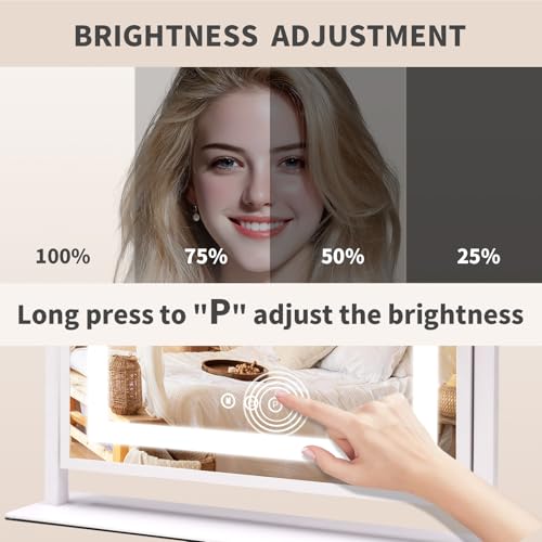 SANYCASA Lighted Makeup Vanity Mirror with Touch Control, 10X Magnification & 3 Color Modes - USB Charging, 24x19 Inch