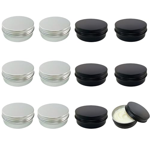 12 Pack 2 oz Aluminum Tins with Lids for Lip Balm & Crafts