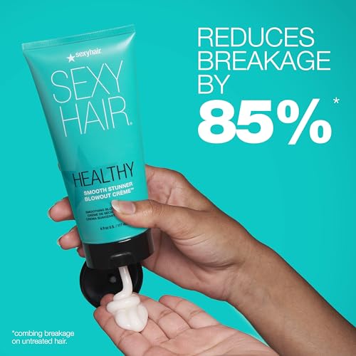 SexyHair Healthy Smooth Stunner Blowout Cr?me, 6 oz | Nourishes Dry Hair | Provides Added Moisture | Sealing Hair Cuticle