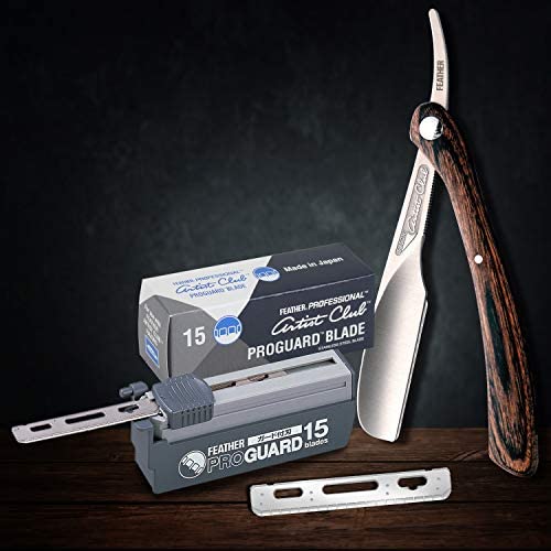 Feather Artist Club ProSoft Guard Razor Blades - 1 Pack of 15 - Single Straight Edge Razor Blade with Guard Refills for Shaving - For Men, Women, & Barbers