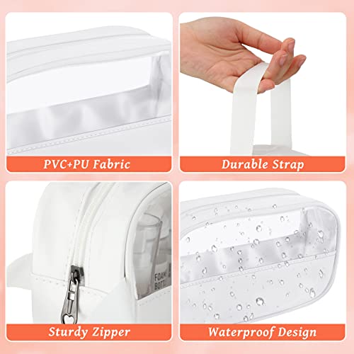 Tanlade 18 Pcs Clear Cosmetic Bags Bulk, Translucent Makeup Toiletry Bag for Women Waterproof Portable Cosmetic Bag Set Traveling Make up Organizer(White)