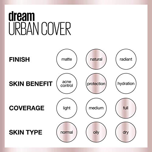 Maybelline Dream Urban Cover Flawless Coverage Foundation Makeup, SPF 50, Truffle