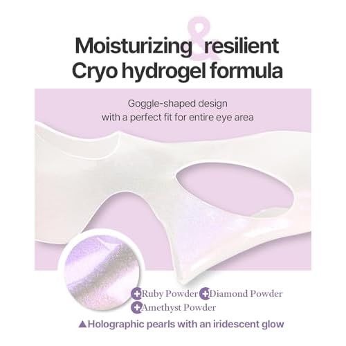 Petitfee Aura Quartz Hydrogel Eye Zone Mask 5ea (9g*5) - Lavender Mask for Entire Eye Area, Instant Cooling, Puffiness, Morning Quick Care, Rejuvenating Tired Skin, Brighter Complexion