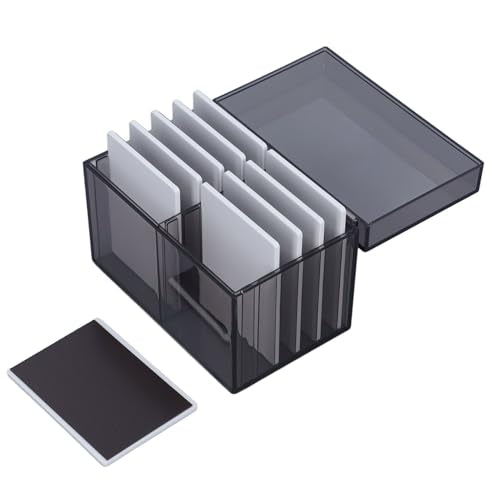 FOSA 10 Layers Acrylic Eyelash Storage Box, Magnetic Bottom Extension Grafting Tool with False Eyelashes Pallet Holder, Water (Tea Transparent)