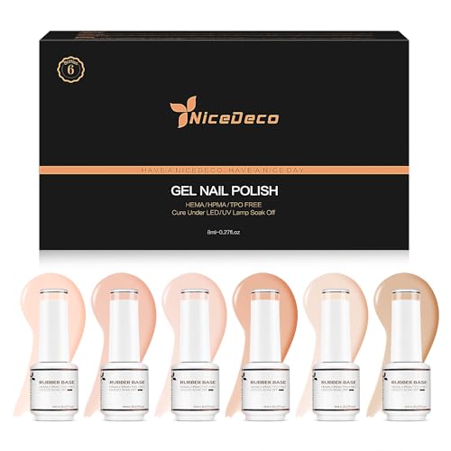 Nicedeco Builder Nail Gel 15ML 7 in 1 Clear Builder Base Gel, 6 Pcs Rubber Base Gel Polish for Nails