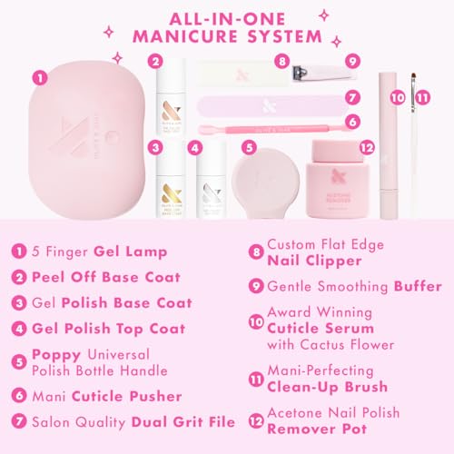 Olive & June Gel Mani System Set - At-Home Gel Polish Kit with LED Lamp