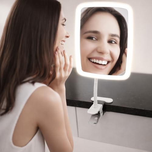 Ezcora Lighted Makeup Mirror with Clip-On Gooseneck – Portable & Rechargeable