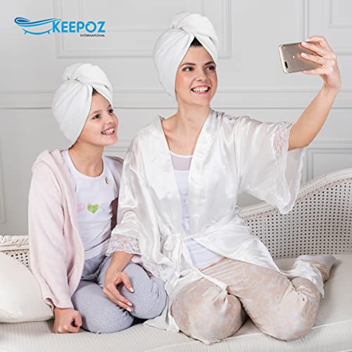 KEEPOZ Cotton Hair Towel Wrap with Button - Quick Dry