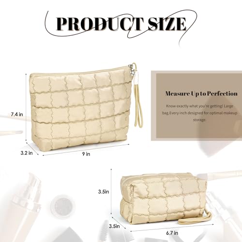 Richeart Checkered Makeup Bag - Travel Toiletry Pouch for Women