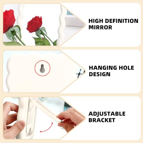 Wave Shaped Makeup Mirror Portable Folding Travel 6.7x5.3"