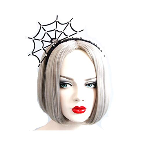 Cathercing Halloween Black Spider Web Rose lace Headband for Women Girls Kids Hair Hoop Costume Headpiece Hair Accessories for Cosplay Prom Party