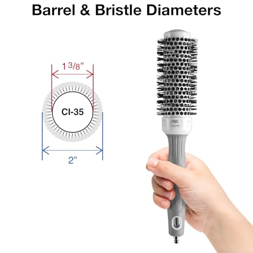 Olivia Garden Ceramic + Ion Round Thermal Hair Brush - Not Electrical - Professional Blowout Brush for Normal to Thick Hair