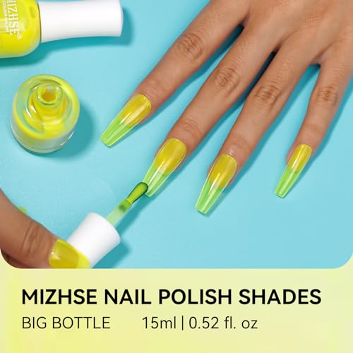 MIZHSE Quick Dry Neon Yellow Nail Polish 15ml