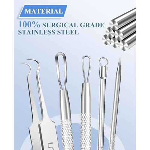 3PCS Pimple Extractor Acne Treatment Tool Professional Stainless Blackhead Comedone Removal Popper Tool for Face Nose Blackhead Extractor Tool (Silver)