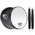 40X Magnifying Compact Mirror with Suction Cups & Tweezers - 3.5 Inch