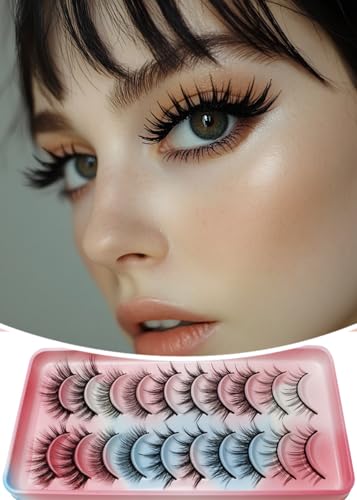 Charklik Wispy Mink Lashes - Natural Fluffy False Eyelashes 10 Pairs