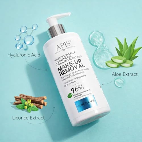 Apis Facial Cleanser Gel with Hyaluronic Acid, Gentle Makeup Remover, Hydrating & Suitable for Sensitive Skin