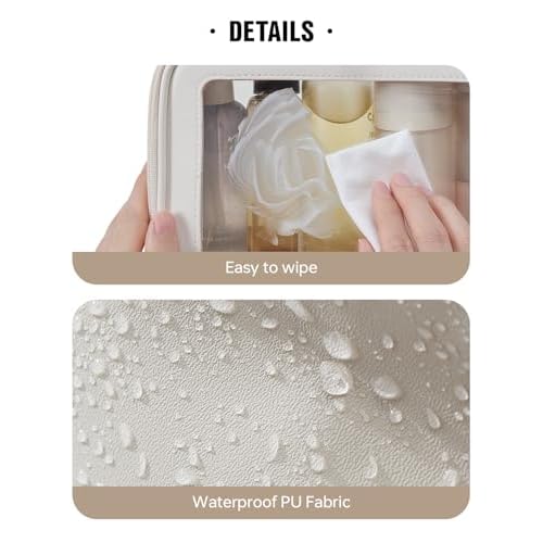EACHY Clear Makeup Bag Cosmetic Organizer, Waterproof Travel Cosmetic Case with Zipper for Women, Transparent Toiletry and Skincare Pouch, Portable Car or Purse Bag for Travel Essentials