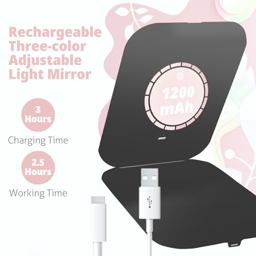 Travel Makeup Mirror with Lights, Rechargeable Portable