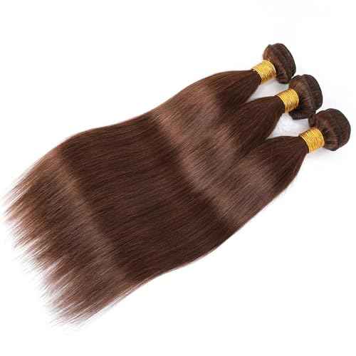 Bundles Human Hair 22 24 26 Inch Straight Dark Brown Color 4 Chocolate Brown Human Hair Bundles 11A Unprocessed Brazilian Virgin Hair Quick Weave for Black Women