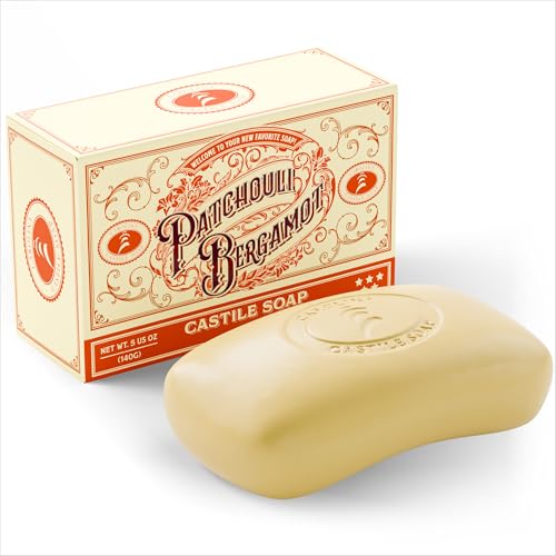 Carolina Castile Soap Patchouli Bergamot Bar Soap ? Triple Milled for a Smooth, Silky Lather ? Made with Unsaponified Olive Oil & Fair-Trade Cocoa Butter for a Soft, Daily Wash for Men and Women ?5 oz