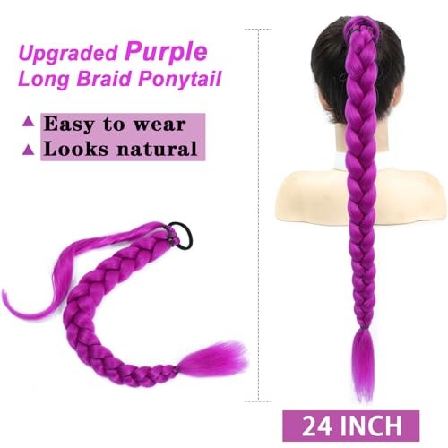 Purple Ponytail Extension 24 Inch with Elastic Tie
