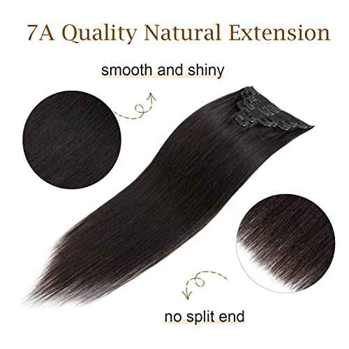 MY-LADY Double Weft 100% Remy Human Hair Clip in Extensions 10''-22'' Grade 7A Quality Full Head Soft Silky Straight 8pcs 18clips Off Black (14" / 14 inch 120g,#1B Natural Black)