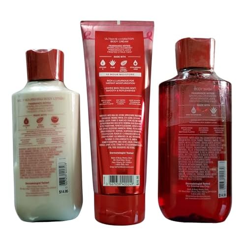 Bath & Body Works Mrs Claus Shower Gel Body Wash, Body Lotion and Ultimate Hydration Body Cream 3 Piece Set
