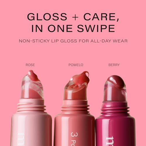 Melixir Vegan Lip Treatment, Sheer Tinted Lip Balm for Instant Hydration & Shine, Moisturizing Lip Gloss, Infused with Vegan Collagen & Jojoba Oil, Cruelty-Free, Korean Skincare-2 Rose(0.5oz/15g)