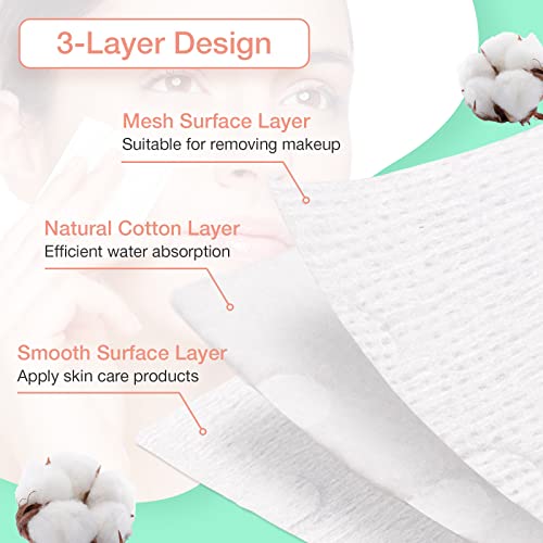444 PCS Square Cotton Pads - Textured & Smooth Sides