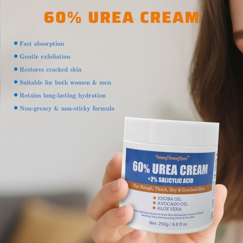 60% Urea Foot Cream with 2% Salicylic Acid - Deep Moisturizing for Dry Cracked Skin
