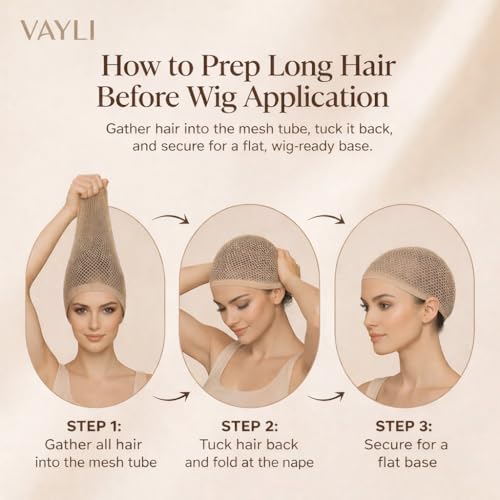 Wig Caps for Long Hair, 2 Mesh Caps with Bobby Pins