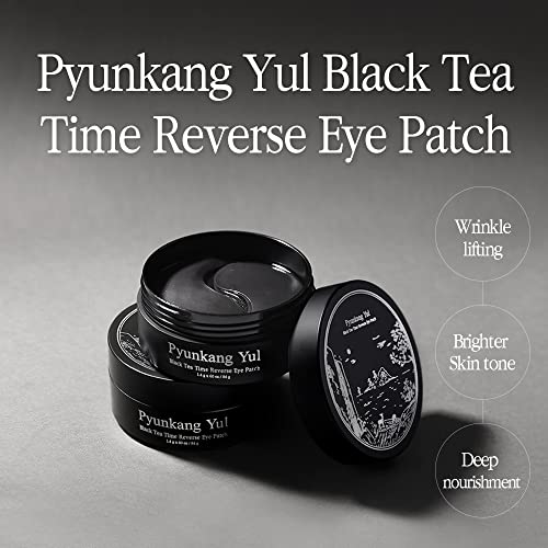 Pyunkang Yul [PKY] Black Tea Time Reverse Eye Patch for Anti-Aging, Deep Nourishing with Low-Molecular Collagen, Dark Circles & Fine Line Care with Kombucha, Korean Skincare (30 Pairs)