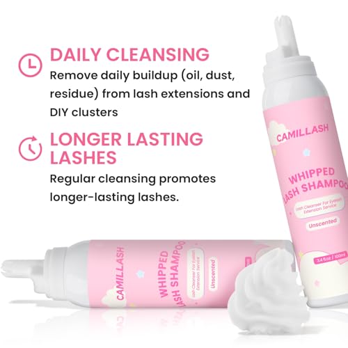 Whipped Lash Cream Shampoo Foam Cleanser | Eyelash Extension Cleaning Bath Kit | Salon & Home Use 100ml Strawberry Pink