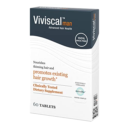 Viviscal Men's Hair Growth Supplements for Thicker, Fuller Hair Clinically Proven with Proprietary Collagen Complex, 60 Tablets - 1 Month Supply