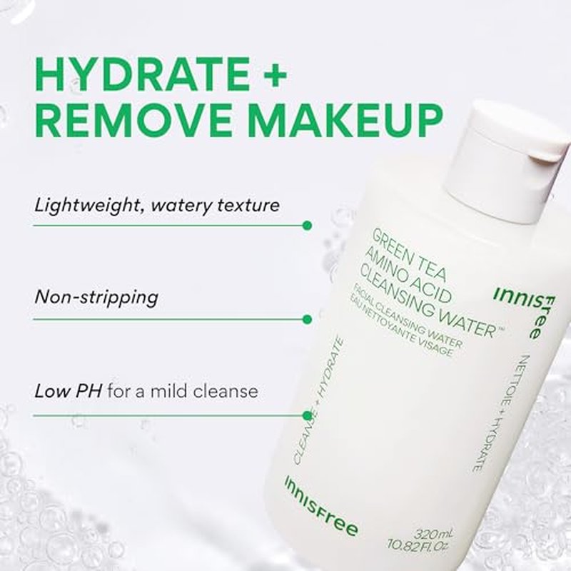 Innisfree Green Tea Amino Acid Cleansing Water - Hydrating Micellar Makeup Remover
