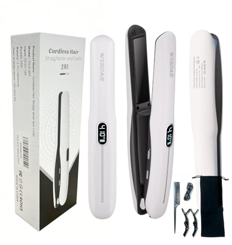 Cordless 2-in-1 Hair Straightener & Curler with LCD Display