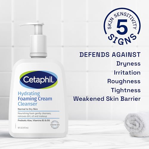 Cetaphil Cream to Foam Face Wash, Hydrating Foaming Cream Cleanser, 8 oz, For Normal to Dry, Sensitive Skin, with Soothing Prebiotic Aloe, Hypoallergenic, Fragrance Free