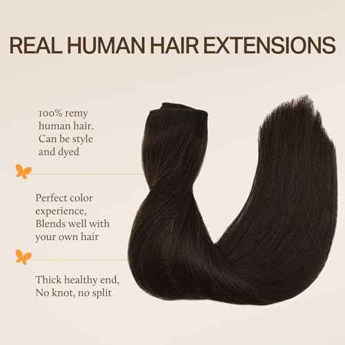 DOORES Wire Hair Extensions 18 Inch 95g Remy Human Wire Hair Extensions Invisible Transparent Line Adjustable Hairpieces Secret Extensions Straight Hair Light Dark Brown