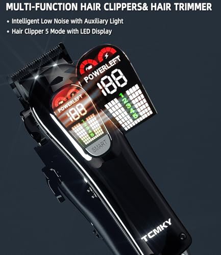 TCMKY Cordless Hair Clippers Set for Men with LCD Display, Black