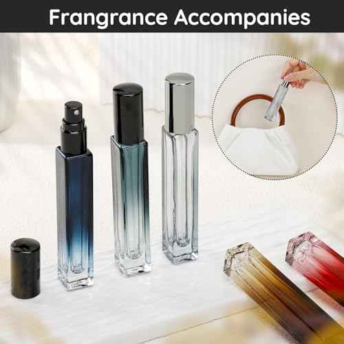 Segbeauty Glass Perfume Bottle Set, 5 Pack of 10ML Portable Perfume Travel Refillable, Empty Atomizer Sprayer for Perfume Cologne Dispenser, Travel Sample Bottles Perfume Making Kit with Refill Tool