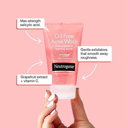 Neutrogena Oil Free Pink Grapefruit Acne Face Wash, 6.7 fl. oz (Pack of 3) with Neutrogena Body Clear Acne Treatment Body Wash, 3 x 8.5 fl. Oz