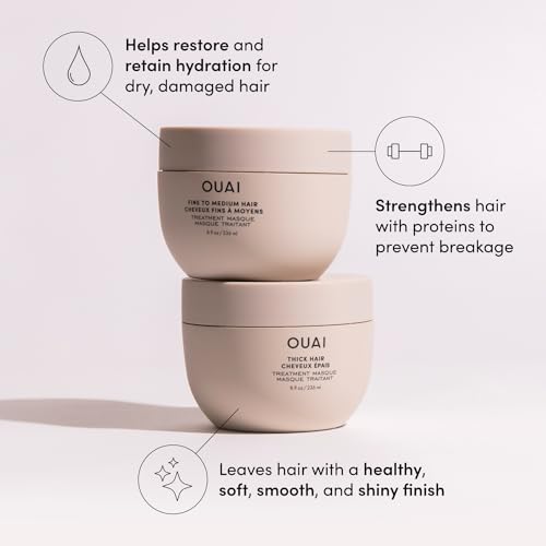 OUAI Anti Frizz Hair Treatment Bundle - Includes Anti Frizz Cr?me + Fine to Medium Treatment Masque (2 Count, 6 Oz/ 8 Oz)