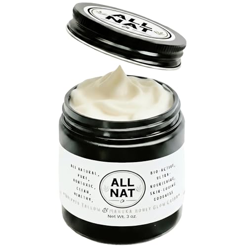 All Nat Whipped Beef Tallow & Manuka Honey Face Cream ? Hydrating, Clean Beauty Moisturizer for Sensitive Skin, Natural Skincare, 3.0 oz